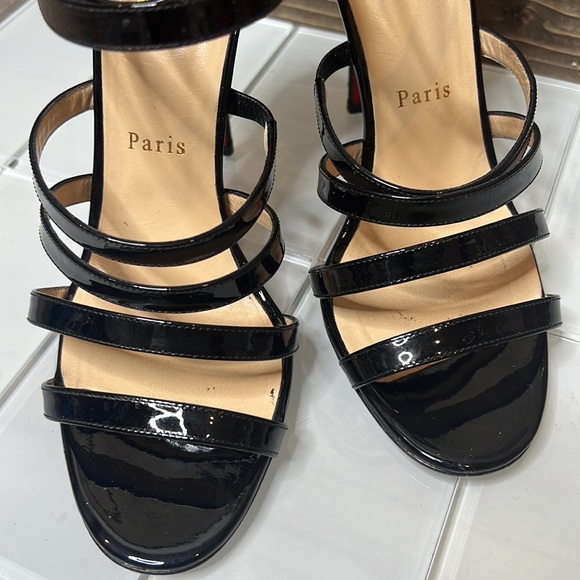 Christian Louboutin Mariniere Red Sole Patent Leather Cage 100mm Heels - Picture 14 of 14